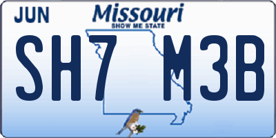 MO license plate SH7M3B