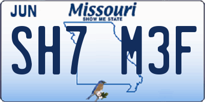 MO license plate SH7M3F
