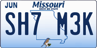 MO license plate SH7M3K