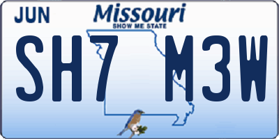 MO license plate SH7M3W