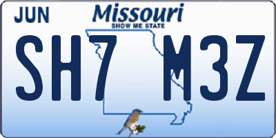 MO license plate SH7M3Z