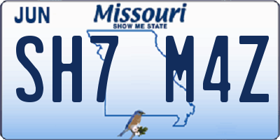 MO license plate SH7M4Z