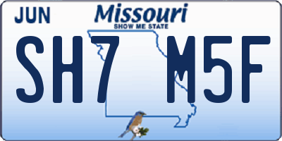 MO license plate SH7M5F
