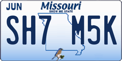 MO license plate SH7M5K
