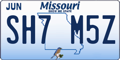 MO license plate SH7M5Z