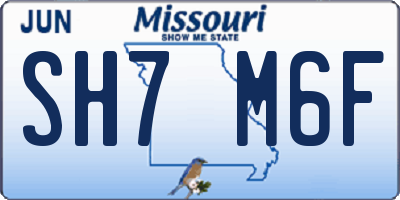 MO license plate SH7M6F
