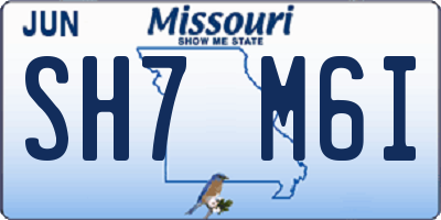 MO license plate SH7M6I