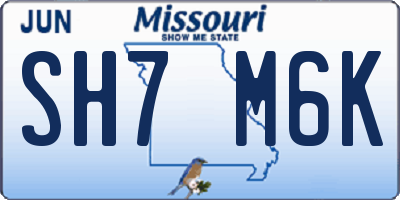 MO license plate SH7M6K