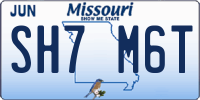 MO license plate SH7M6T