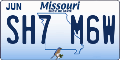 MO license plate SH7M6W