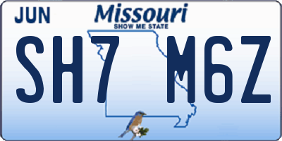 MO license plate SH7M6Z