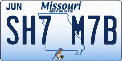 MO license plate SH7M7B