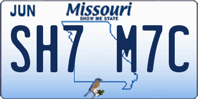 MO license plate SH7M7C
