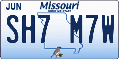 MO license plate SH7M7W