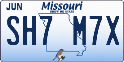 MO license plate SH7M7X