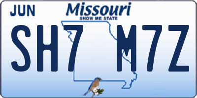 MO license plate SH7M7Z