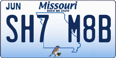 MO license plate SH7M8B