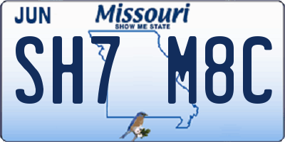 MO license plate SH7M8C