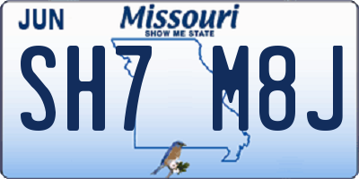 MO license plate SH7M8J