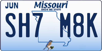 MO license plate SH7M8K