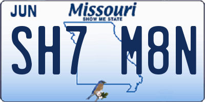 MO license plate SH7M8N