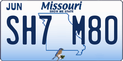 MO license plate SH7M8O