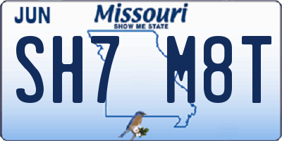 MO license plate SH7M8T
