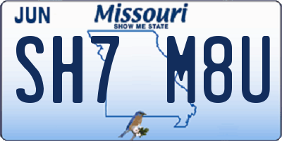 MO license plate SH7M8U