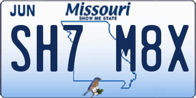 MO license plate SH7M8X