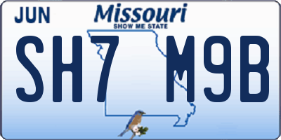 MO license plate SH7M9B