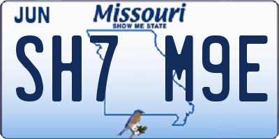 MO license plate SH7M9E