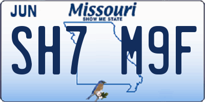 MO license plate SH7M9F