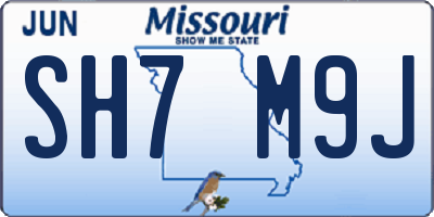 MO license plate SH7M9J