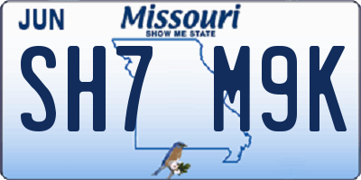 MO license plate SH7M9K