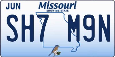MO license plate SH7M9N