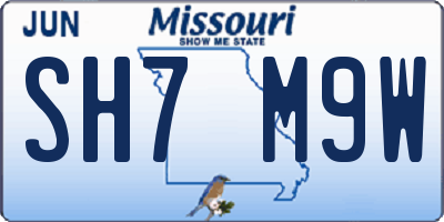 MO license plate SH7M9W