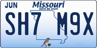 MO license plate SH7M9X