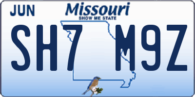MO license plate SH7M9Z
