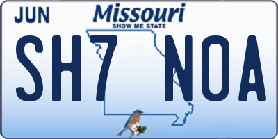 MO license plate SH7N0A