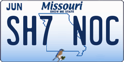 MO license plate SH7N0C