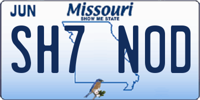 MO license plate SH7N0D