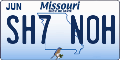 MO license plate SH7N0H