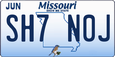 MO license plate SH7N0J