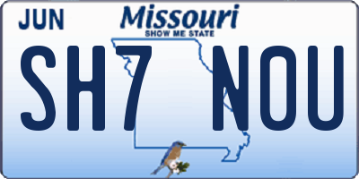 MO license plate SH7N0U