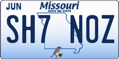 MO license plate SH7N0Z