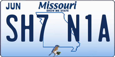 MO license plate SH7N1A