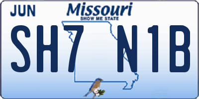 MO license plate SH7N1B