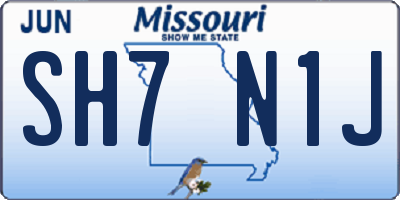 MO license plate SH7N1J