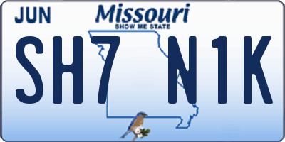 MO license plate SH7N1K