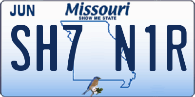 MO license plate SH7N1R